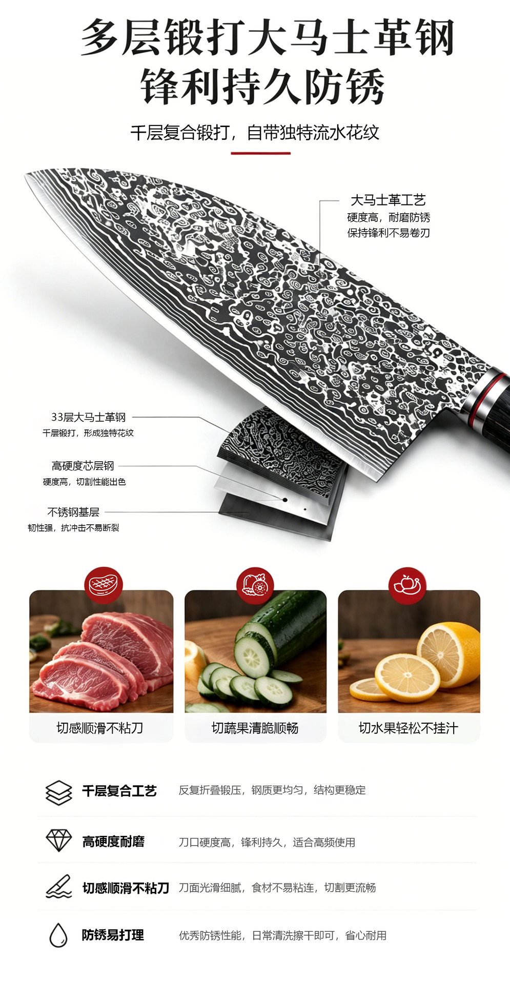 Damascus Chef Knife Fruit Knife Stainless Steel Knife Set Japanese Knife Santoku Vegetable Knife Cross-Border Supply