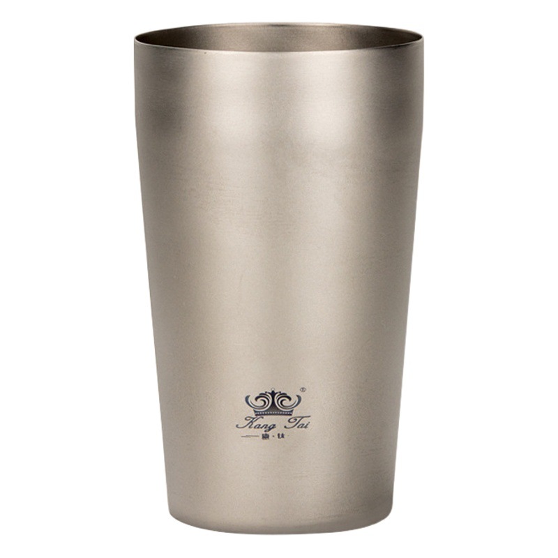 Vaso de cerveza de titanio puro Kangtai de doble capa, vaso aislado para jugo, vaso para bebidas frías, vaso de titanio para agua, 300/500 ml, portátil para viaje