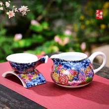 成藝琺琅彩萬花錦綉陶瓷茶杯主人杯側把壺三才蓋碗公杯陶瓷茶具