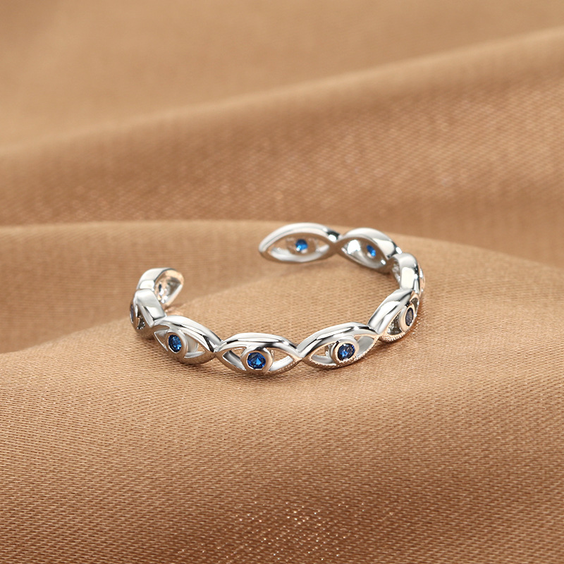 Daily Occasion Copper Material Classic Style Devil's Eye Copper Inlay Zircon Open Ring