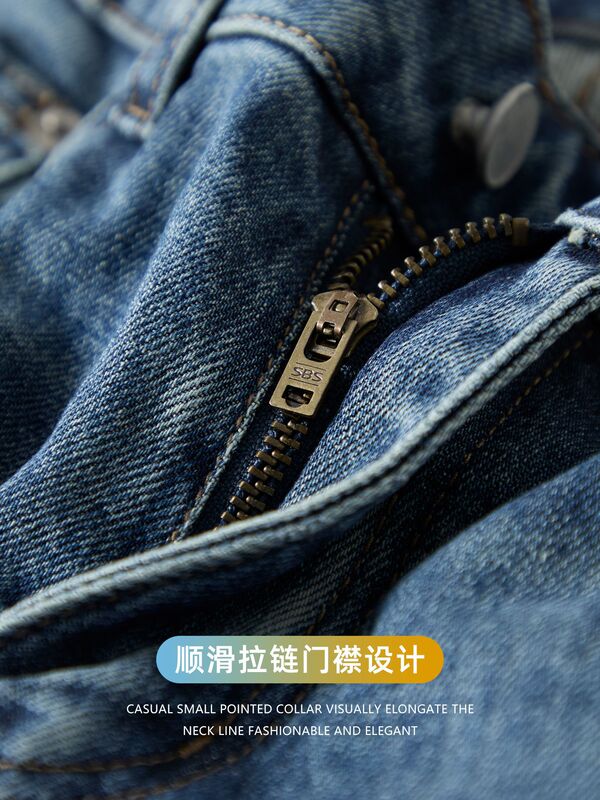 复古休闲风 | 经典水洗蓝色牛仔裤男微阔直筒长裤2025秋冬休闲裤|undefined