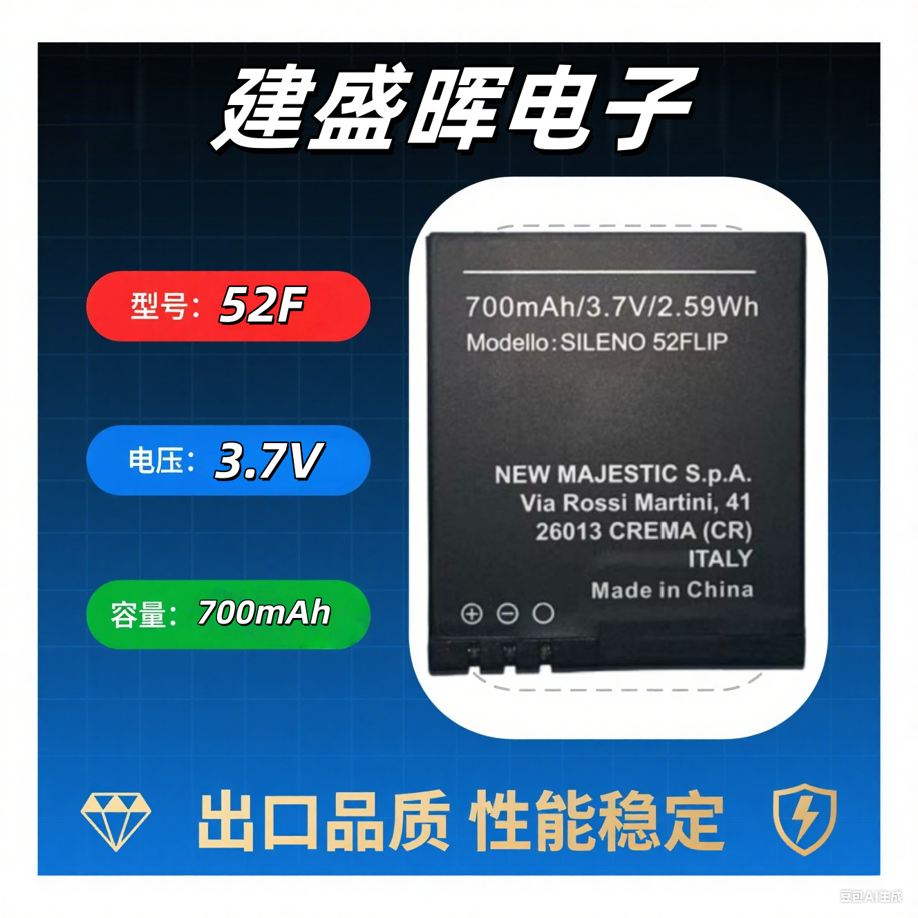 52F锂电池700mAh大容量3.7V厂家直营源头工厂手机电池