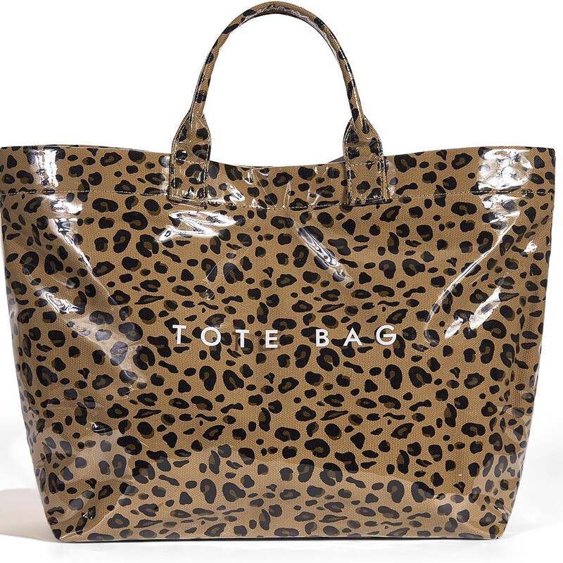 Cross-Border Pvc Handbag, Fashionable Plastic Tote Bag, Leopard Print Bag, Letter Print Bag, Large Canvas Hobo Bag