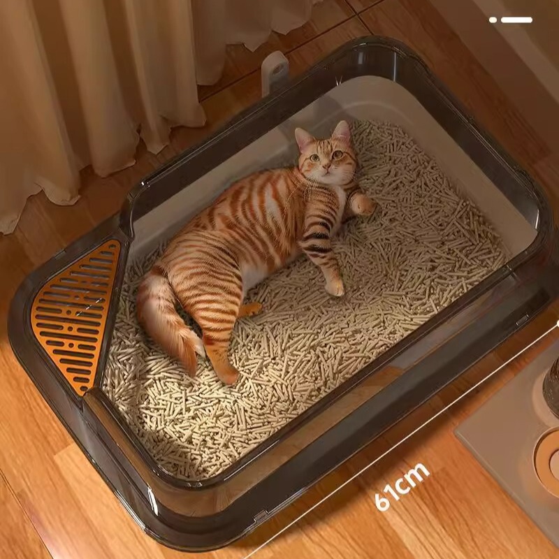 超大型猫砂盆猫トイレ砂盆特大サイズ外はね防止大猫砂盤糞盆半閉鎖巨大猫|undefined