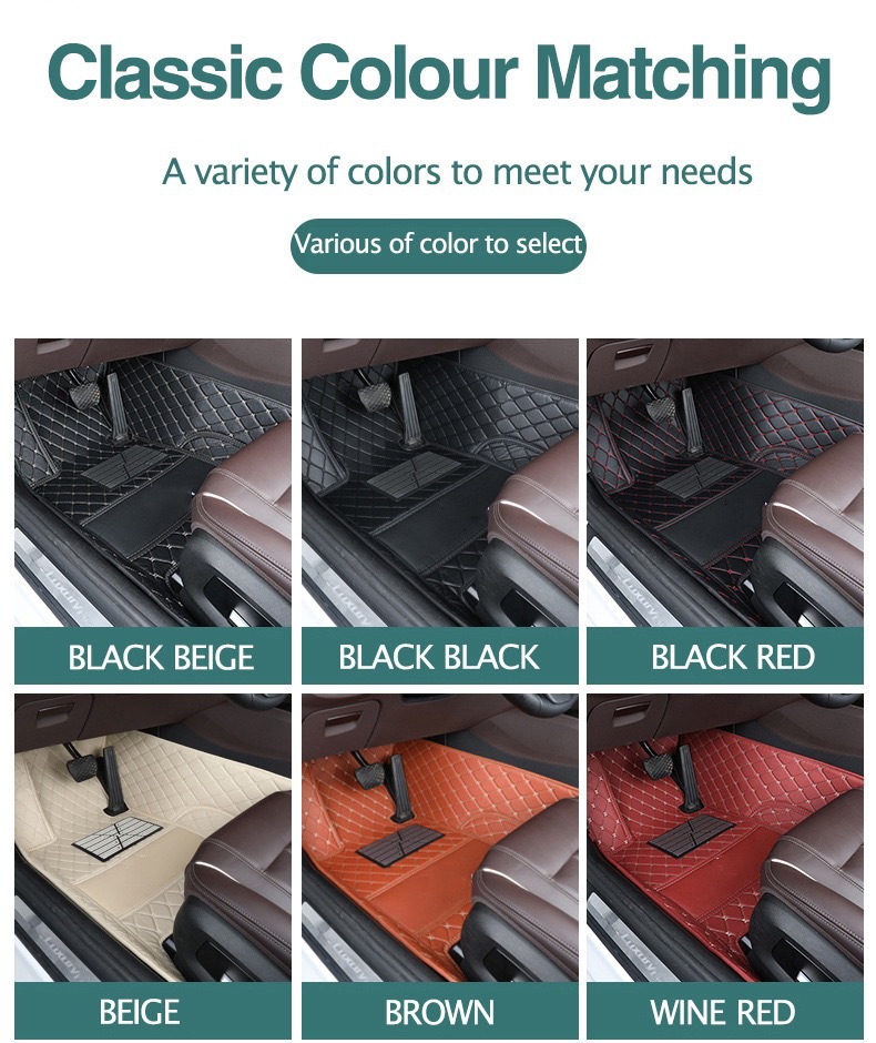 Cross-Border E-Commerce Supplies Thickened, Non-Slip, Wear-Resistant, Full-Coverage Car Floor Mats with Butterfly Pattern Quilted Leather Design