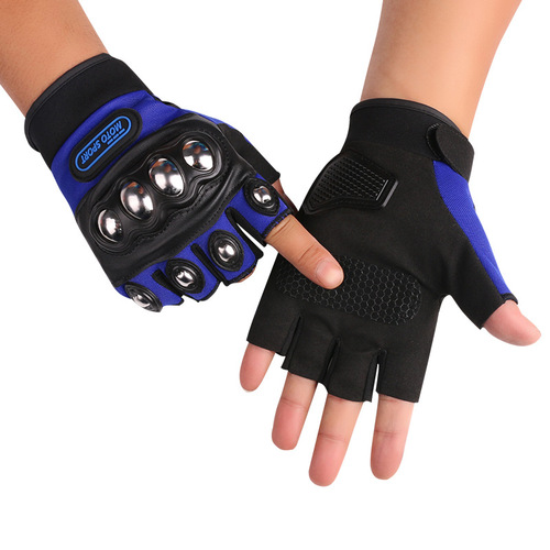 Motorcycle riding steel shell half finger gloves for men and women outdoor sports fitness mountaineering protective long finger hard shell gloves