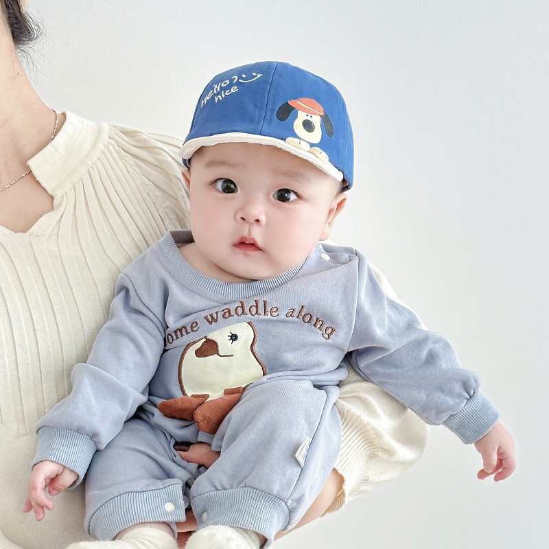 Sombreros para bebés primavera y otoño lindos dibujos animados perros suaves gorra de lengua primavera delgada gorra respirada para niños bebés