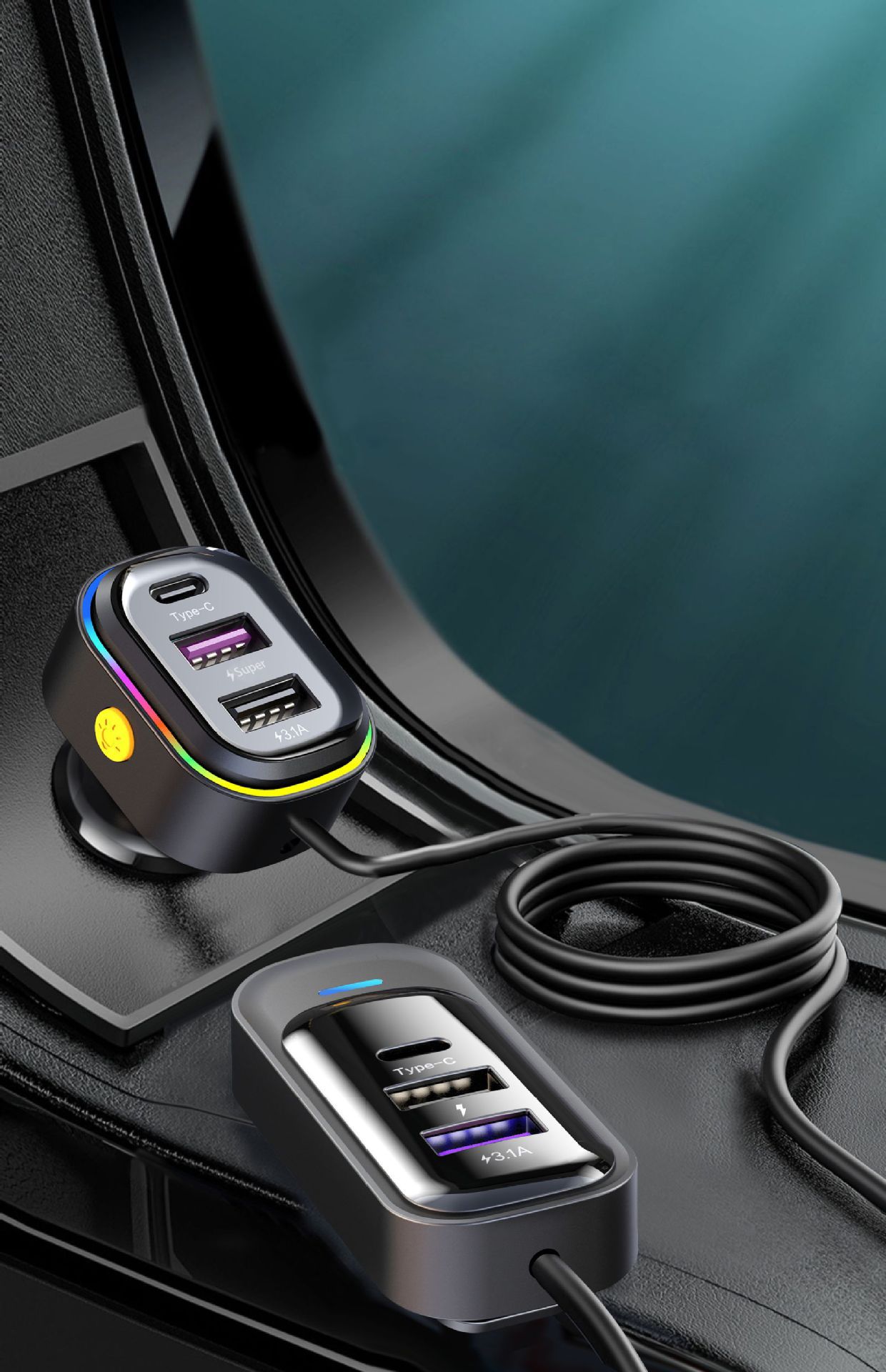 Yq1 Amazon New Car Charger Multifunctional Super Fast Charging Car 6-Port Mobile Phone Charger