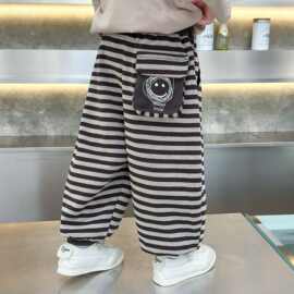 儿童裤子宽松卫裤2025秋冬天装女童洋气休闲运动裤条纹哈伦裤潮