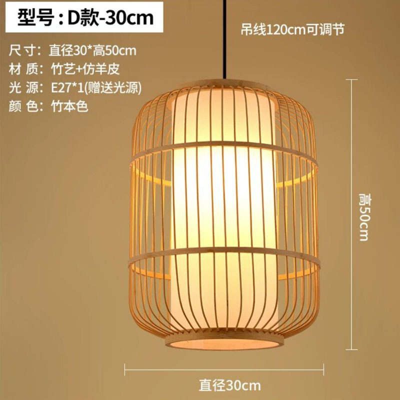Art de bambú Chandelier de bambú Zen sala de té lámparas residenciales nuevas linternas de restaurante chino creativas comerciales japonesas lámparas de tela de caña