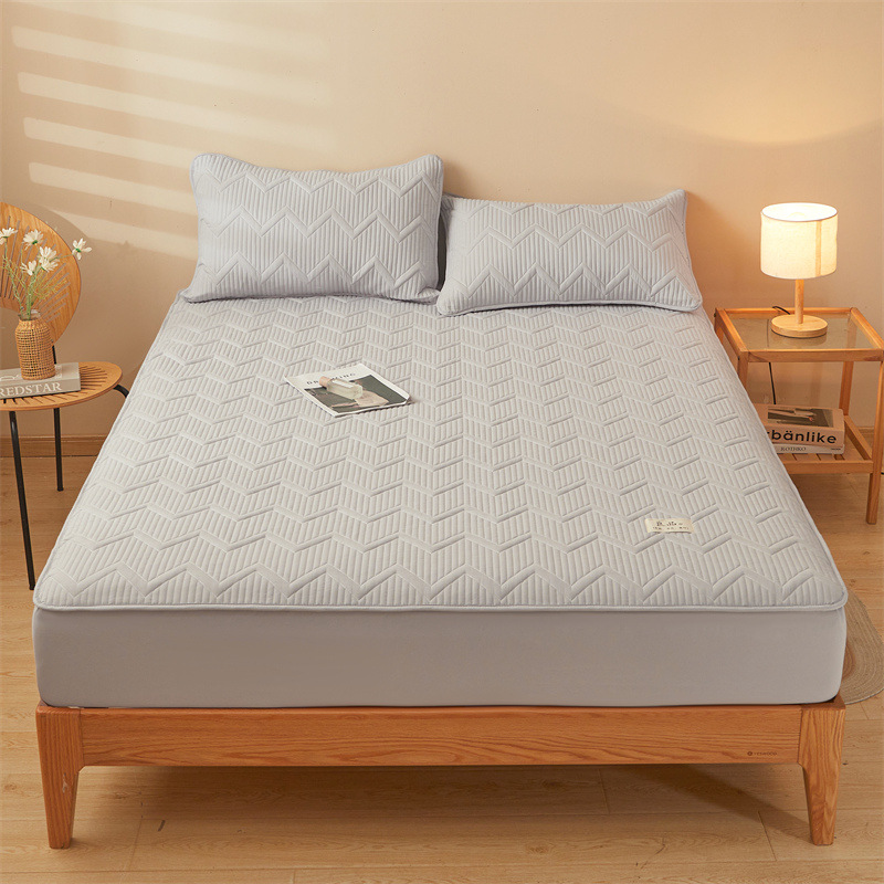 Cubierta de cama al por mayor de una sola pieza 2024 nuevo estilo de color sólido todo incluido cubierta de cama cubierta protectora de colchón original cubierta impermeable acolchada