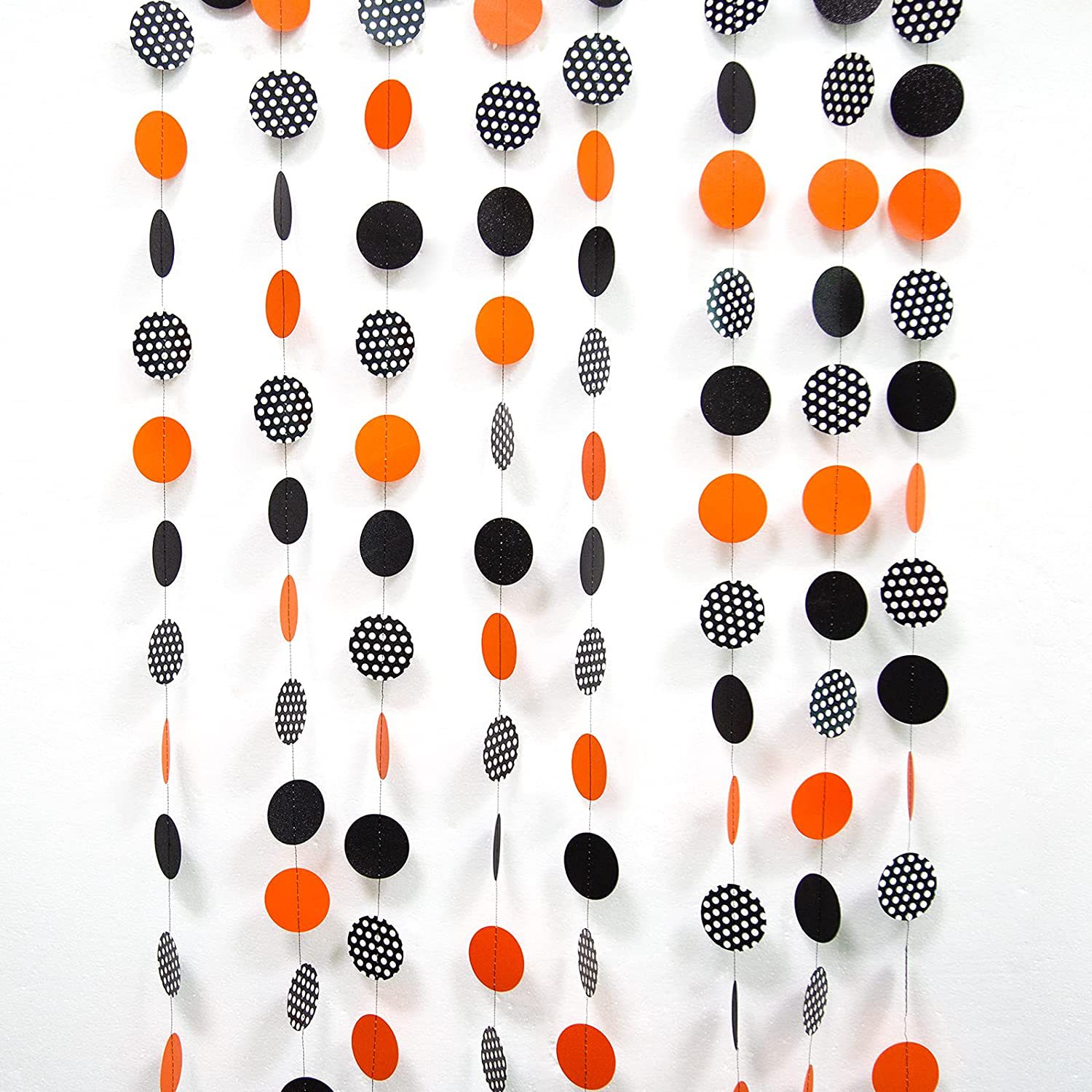 Halloween new orange and black polka dot round paper flower garlands paper triangular flags to decorate party venues and enhance the atmosphere