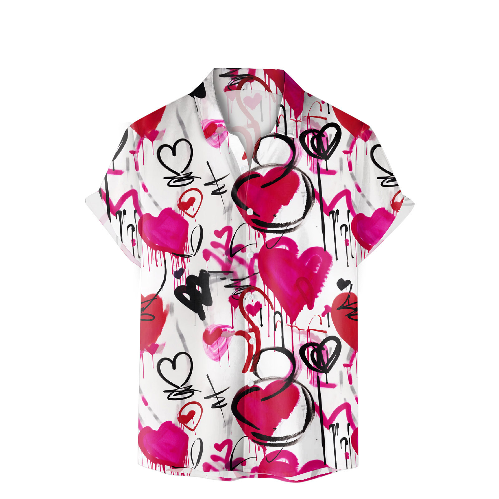 3d love blusa de manga corta con estampado digital, cita romántica, camisa de un solo pecho transpirable de estilo casual de todo fósforo MB1
