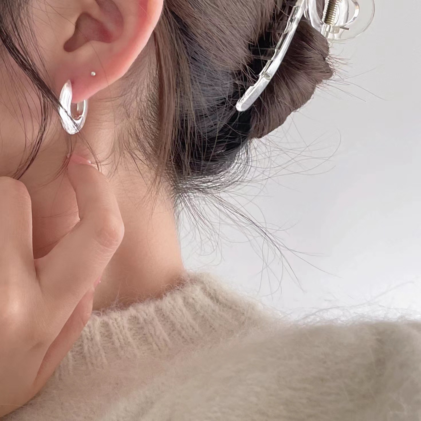 925 Sterling Silver Material 1 Piece 18K Gold Plated 925 Sterling Silver 925 Sterling Silver Earrings Solid Color Earrings