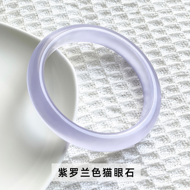天然猫眼石手镯水晶高冰白月光荔枝冻手镯女冰冰蓝新中式玉髓镯子|undefined