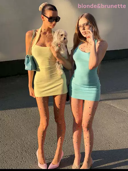 European and American foreign trade women's clothing wholesale: fashionable halter neck backless candy-colored bandage dress, slim-fit dress, sexy hot girl dress