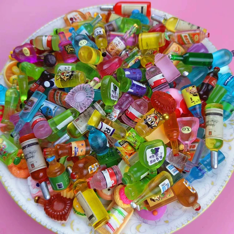 Миниатюрная еда и игры оптом DIY аксессуары фабрика прямые волосы материал ручной работы Смола аксессуары Смешанная имитация бутылка для напитков