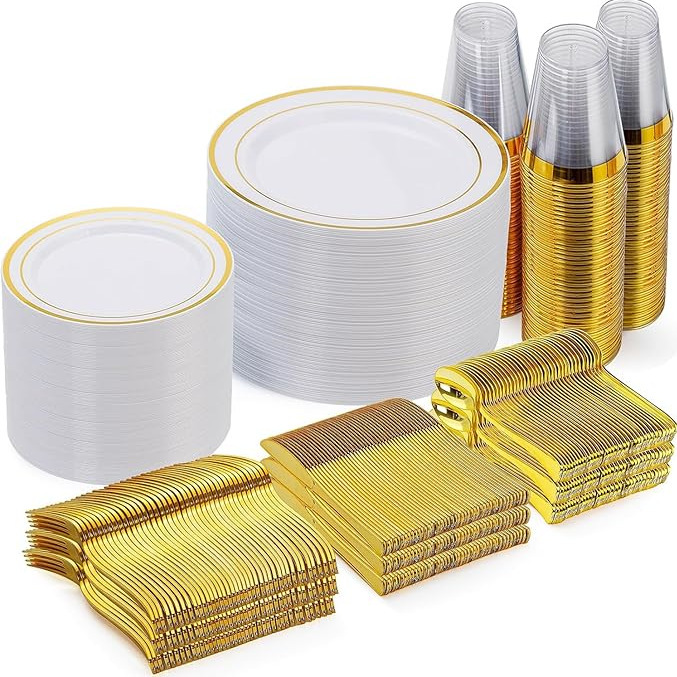Foreign Trade Supply for Amazon, Tem Shopee, and Xiyin Wholesale Disposable High-End Starry Plates and Western-Style Dinner Sets