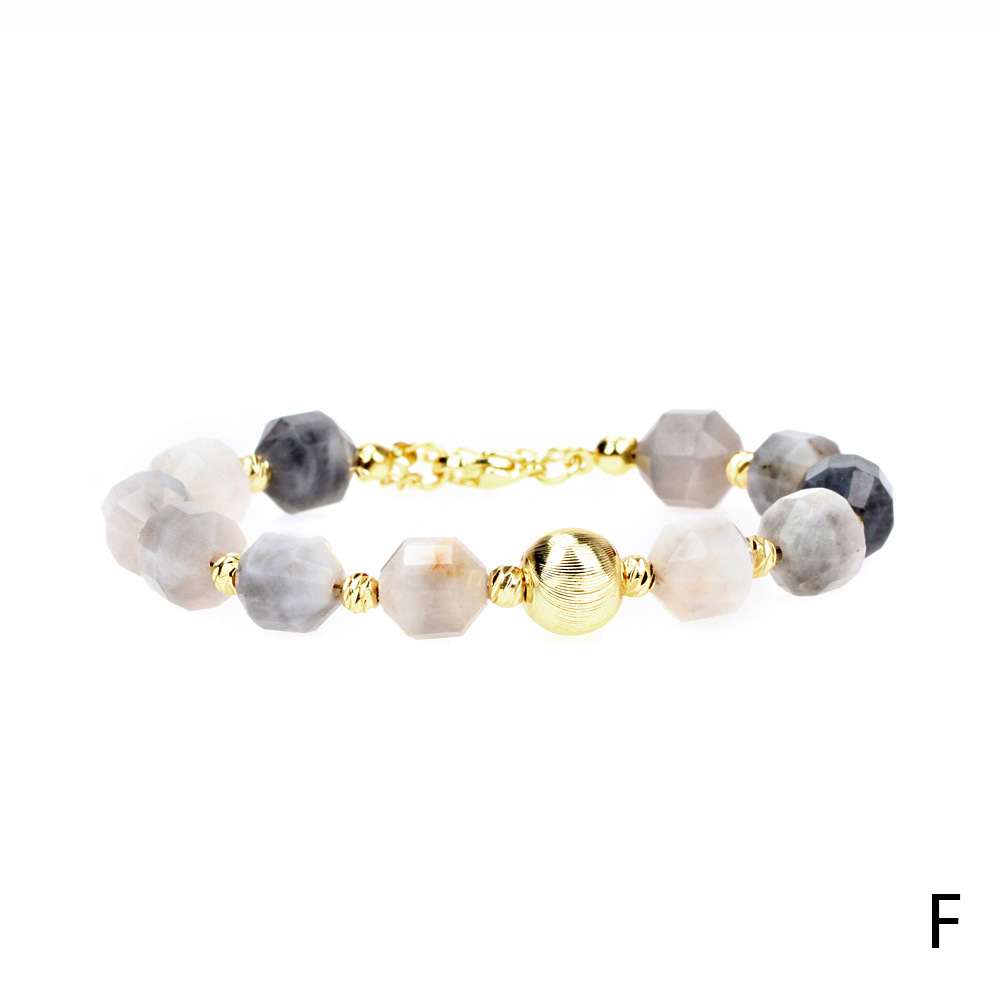 Bracelet De Perles En Cuivre Plaqué Or Avec Pierre Bleue À Facettes Géométriques À La Mode display picture 6