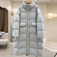 中长款白鹅羽绒服女韩版立领过膝2025新秋冬加厚时尚加肥加大外套