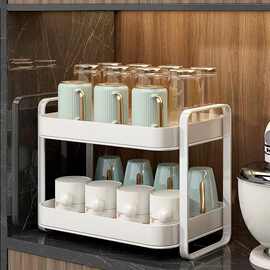 水杯置物架晾放玻璃茶杯咖啡杯家用桌面双层托盘放水杯收纳沥水架