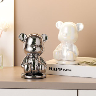 High-value cute bear toothpick box home toothpick tube personalized creative light luxury cotton swab floss storage box wholesale