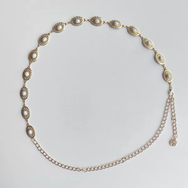 Waist chain 005-1 white turquoise