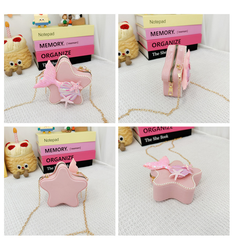 120g Weight Zipper Closure Type Single Shoulder Strap Strap Type Crossbody Bag Bags Type Casual, Holiday Occasion PVC Material Mermaid, Bow Knot Pattern All Seasons Season Kid'S Gender Cute Style Pentagram Shape Kid'S PVC Mermaid Bow Knot Cute Pentagram Zipper Crossbody Bag 33