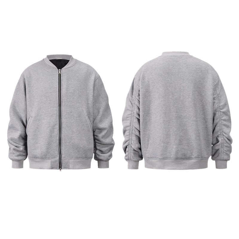 Herrenbekleidung Herren Vintage Washed PU Wildleder Bomberjacke - Distressed Denim Baumwollmantel, Streetwear Loose Fit Trainingsjacke_voghion.com