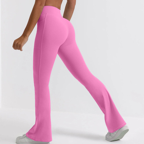 Amazon Invisible High-Waist Yoga Pants with Buttock Lifting and Abdominal Strengthening, Fitness Sports Breathable Bare-Foot Pilates Wide-Leg Yoga Pants