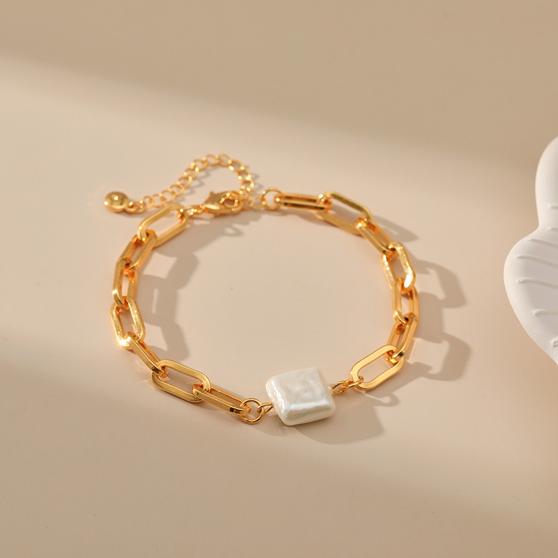Fashion Square Copper Pearl Plating Bracelets 1 Piece