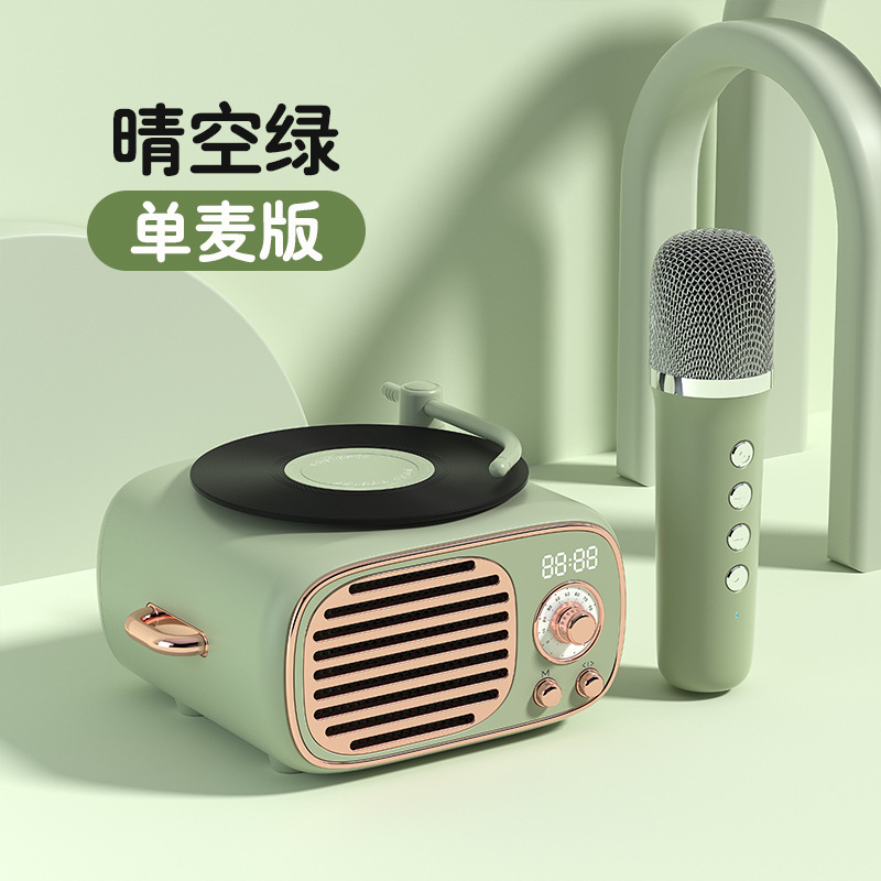 コアbluetoothオーディオk歌bluetoothスピーカーレトロなレコードマシン黒ゴムレコード機時計目覚まし時計デスクトップスピーカー|undefined