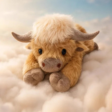 跨境新款Highland Cow Plush高地牛小牛毛绒公仔 牛年吉祥物棕色|undefined