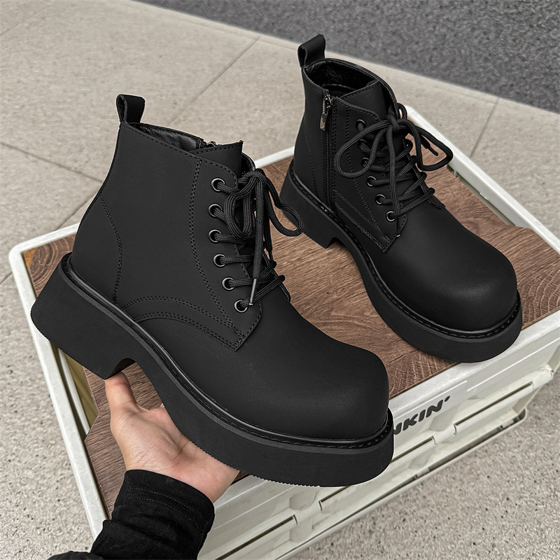 德比马丁靴男款黑色高帮皮鞋机车靴增高靴子翘头靴Z01-R