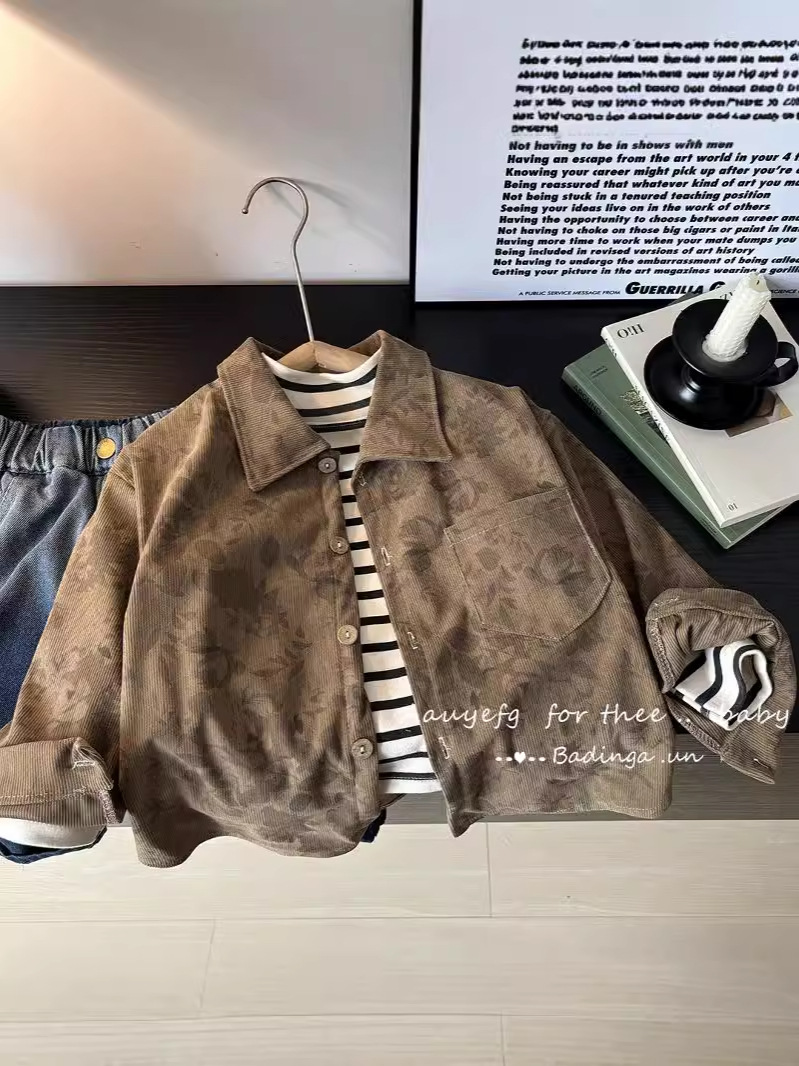 Nuevo tipo de abrigo, temperamento suelto, nuevos productos, camisas de hombres, camisas de niñas, camisas a rayas, camisas de mangas largas para niños