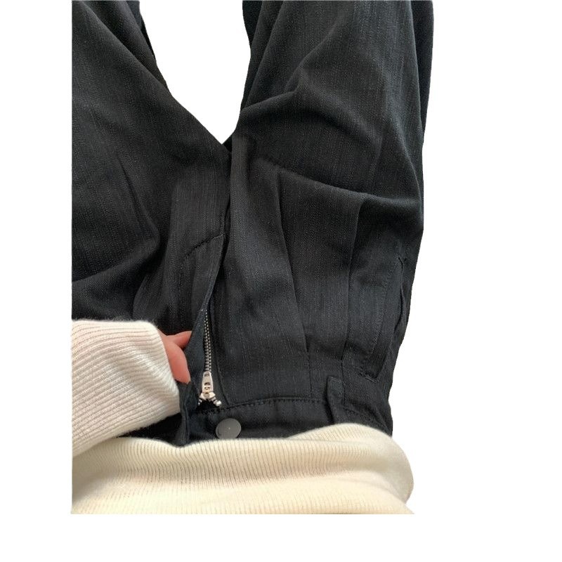 작은 미국 스타일 복고풍 검은 넓은 다리 높은 허리 청바지 가을 새로운 느슨한 슬리밍 스트레이트 바지