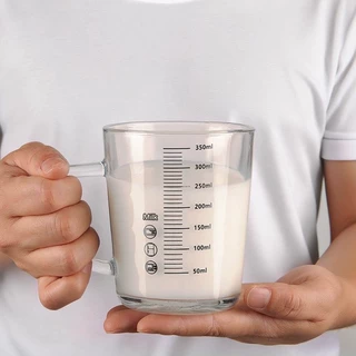新款卡通儿童单把手专用牛奶杯刻度早餐杯家用吸管杯玻璃杯一件发