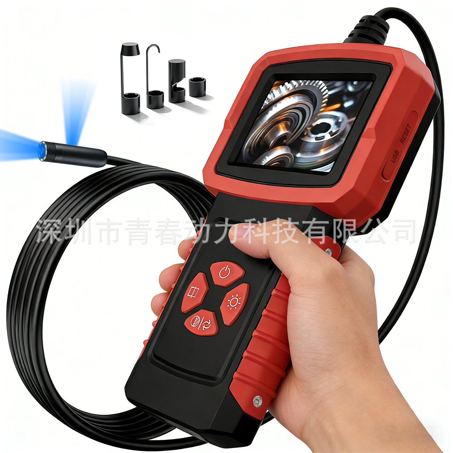 Taşınabilir endüstriyel endoskop, 2,4 inç HD, 200W, su geçirmez
