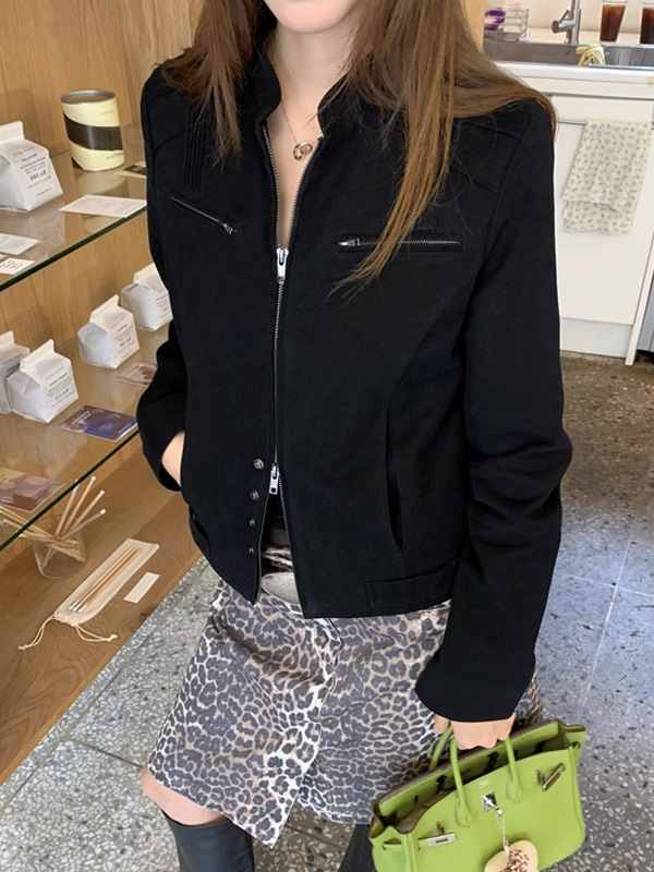 槿一 天赋夹克棉质小众设计感百搭休闲立领工装夹克外套通勤复古|undefined