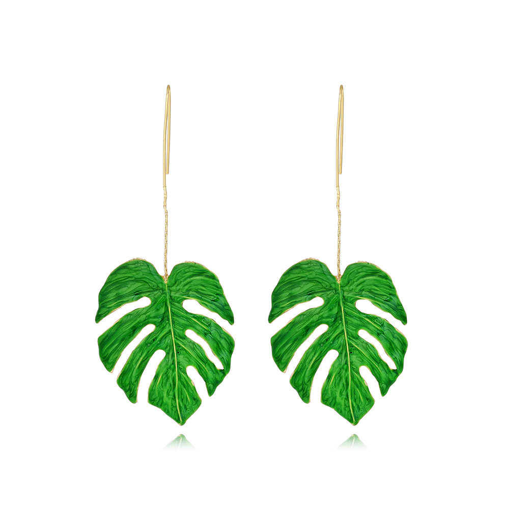 Sweet Leaf Zinc Alloy Enamel Women's Drop Earrings 1 Pair display picture 2