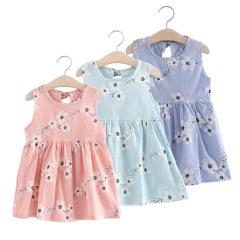 Wholesale Cotton and Linen Girls' Korean Version Children's Spring and Summer New Style Dress Princess Dress Children's Stable Supply 