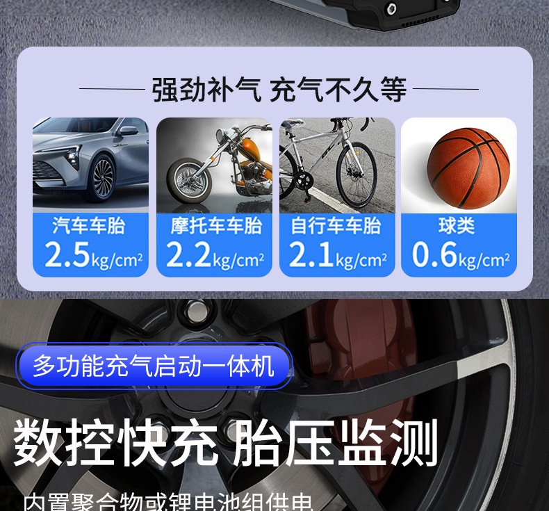 Car-Mounted Inflatable Air Pump and Power Bank for Emergency Use, Multifunctional Battery Booster for Train Trips, Outdoor Emergency Power Bank
