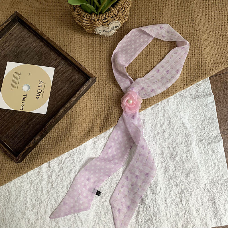 Bufanda de seda, bufanda pequeña de moda de alta gama, flor de todo fósforo, clip tridimensional, decoración de flores, serpentín, diadema