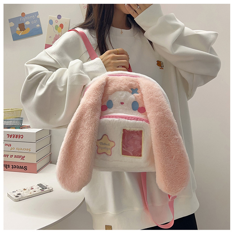 717g Weight Zipper Closure Type Double Shoulder Straps Strap Type Functional Backpack Bags Type Casual, Holiday Occasion Plush Material Women's Backpack Backpack Animal, Cartoon Pattern Spring, Autumn&Winter Season Women's Gender Cute Style Square Shape Animal Cartoon Casual Holiday Women's Backpack Functional Backpack 无