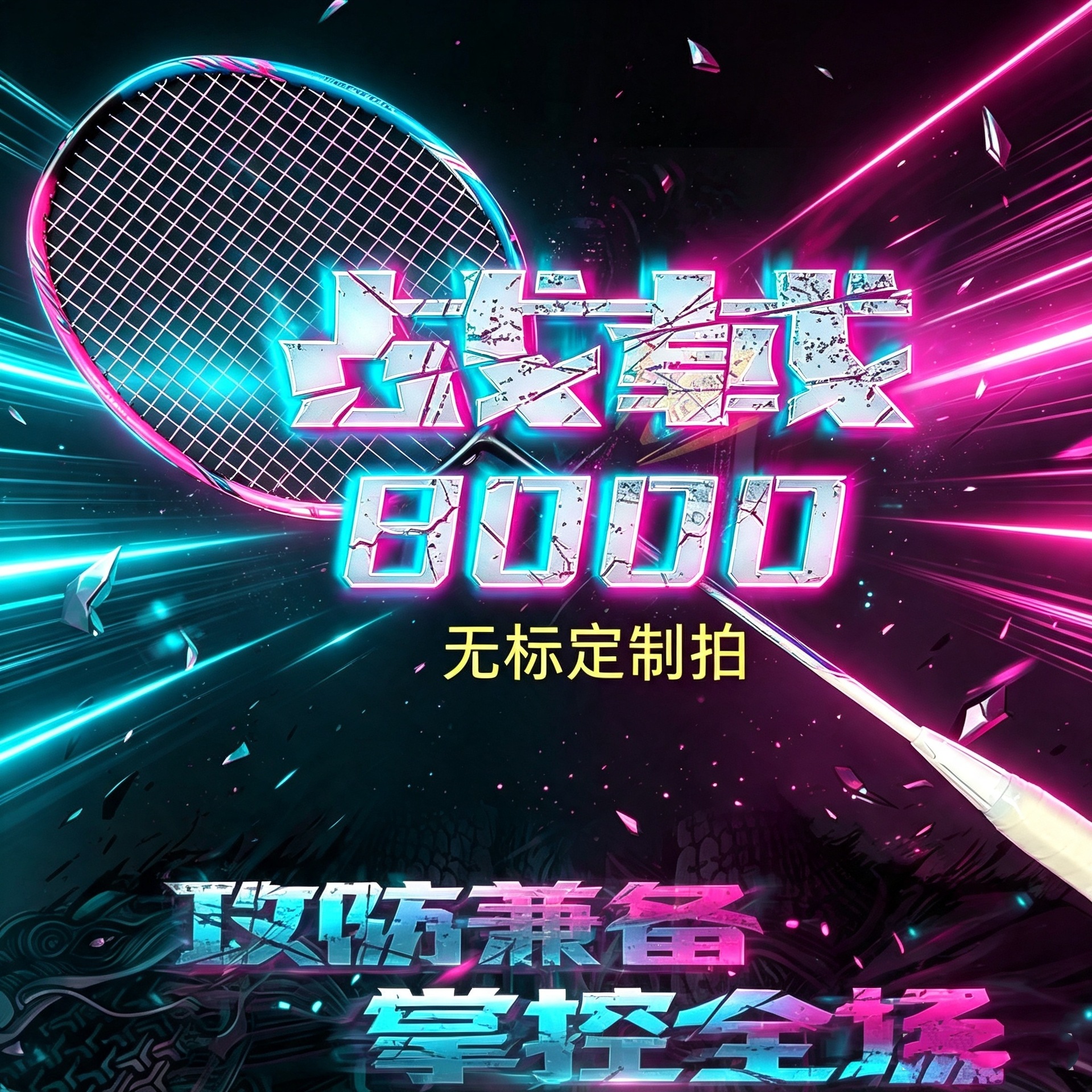 Unbranded Badminton Racket Thunder 80 90 War Spear 8000 9000 New Li Offensive Type Single Racket Ning