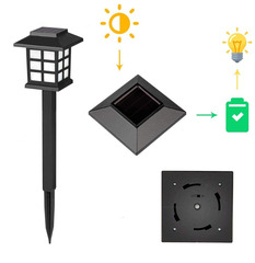 Solar-powered small house light for outdoor use, mini palace lantern solar square courtyard light for decoration and landscape, waterproof light