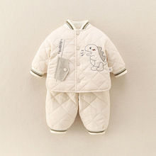 秋冬装加绒棉服2025新款洋气宝宝棒球服外出帅气加厚夹棉套装