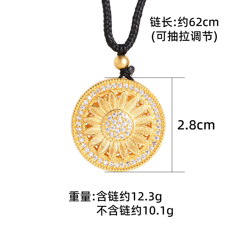 Herencia de oro de arena antigua, brújula de ocho tesoros, collar de bendición, estilo chino hueco, retro, marea nacional, joyería de aleación de cobre al por mayor