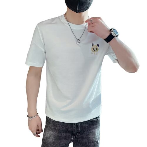 Summer new style pure cotton short-sleeved men's fashion brand Internet celebrity spirit guy ins trend print slim half-sleeved Korean T-shirt