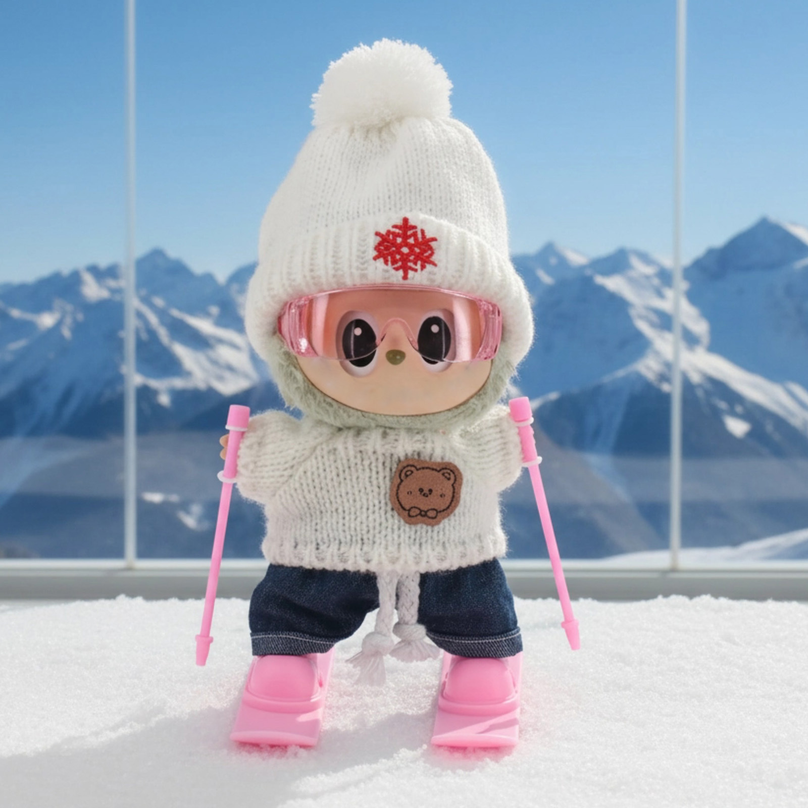 Cross-Border Hot Product Labub Baby Clothes 17cm Bubu Ski Goggles Toy Accessories Set Trendy Decorations